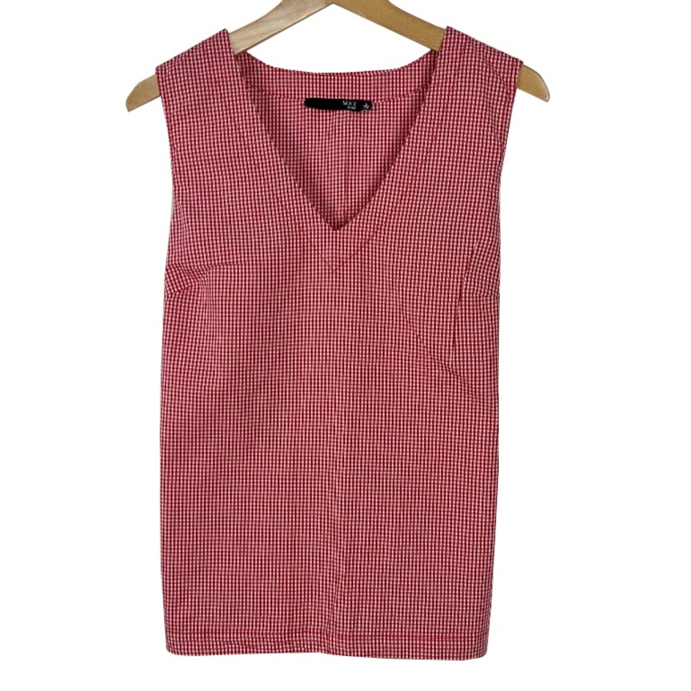 Max Jeans Red & White Checkered Self Belting Sleeveless Top